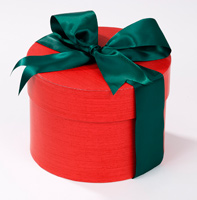 Eco Friendly Christmas Hat Box – Shika Red with green ribbon